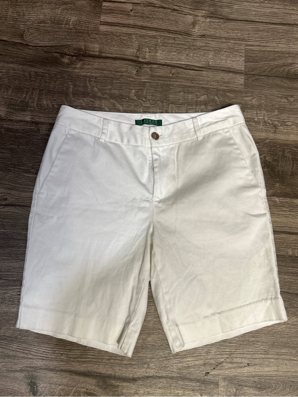 Lauren Ralph Lauren White Bermuda Shorts Size 6 Cotton Stretch Classic Preppy - Picture 2 of 7